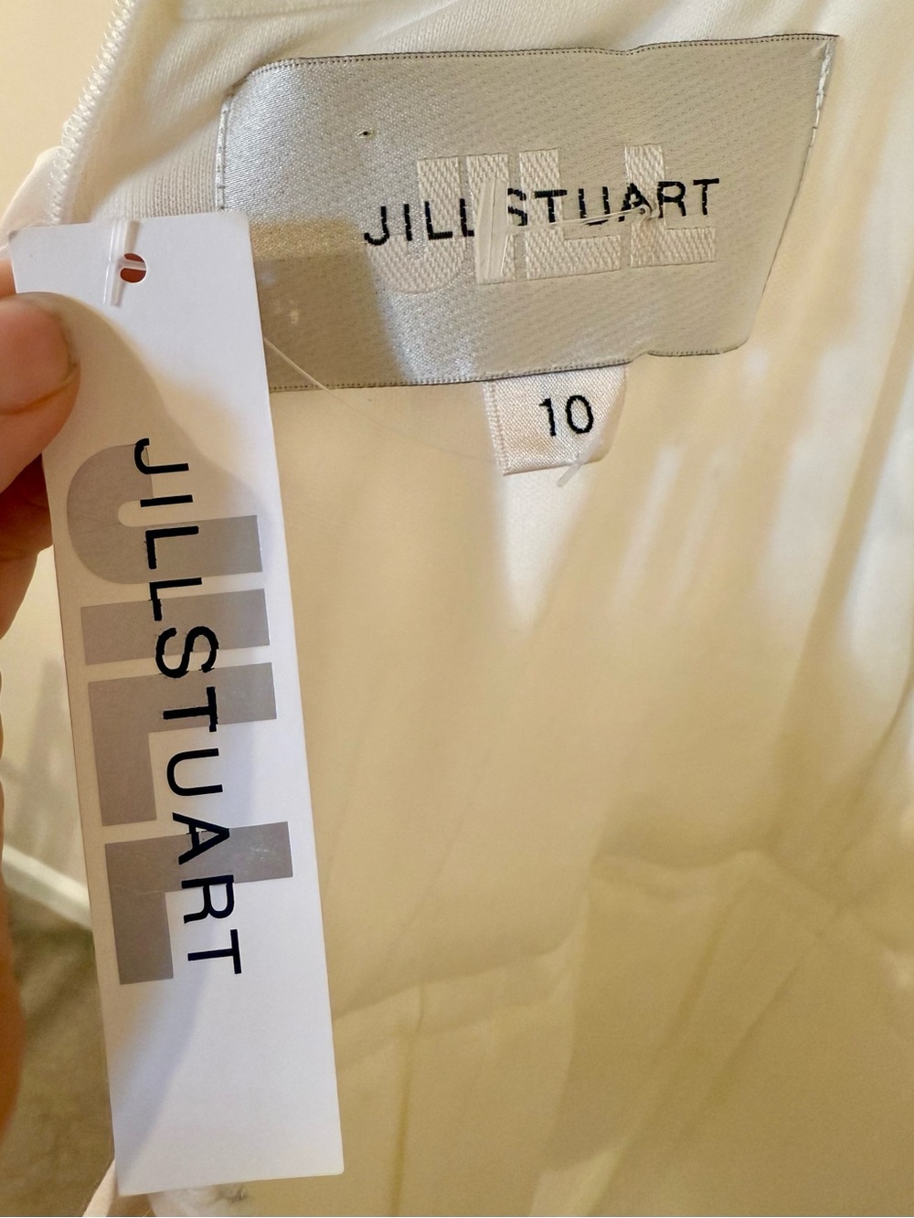 NWT Jill Jill Stuart White Ruched Peplum Midi Dress Size 10 - Picture 5 of 7